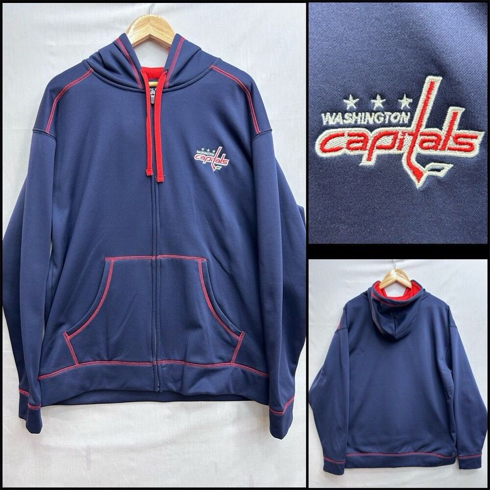 NHL Washington Capitals Full Zip Hoodie Red Navy Men’s Large